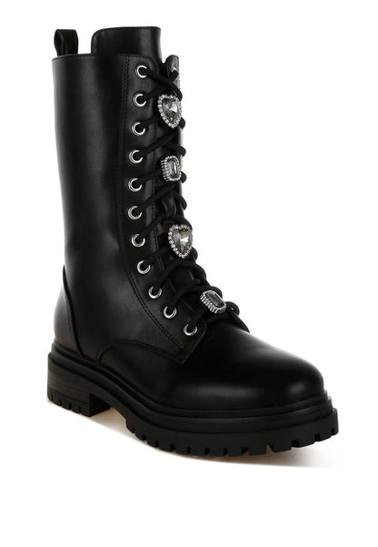 Nimba Rhinestone jewelled Chunky Boots