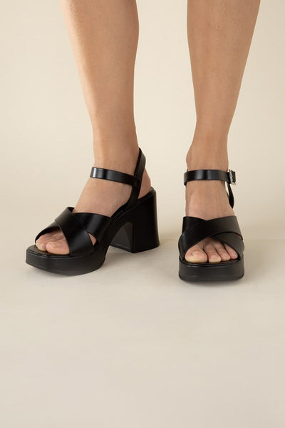 TOUCH-S Crisscross Sandal Heels - Fashions Envy
