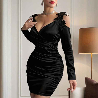 Lace Bodycon Dress - Off-Shoulder Backless Gown - Fashions Envy