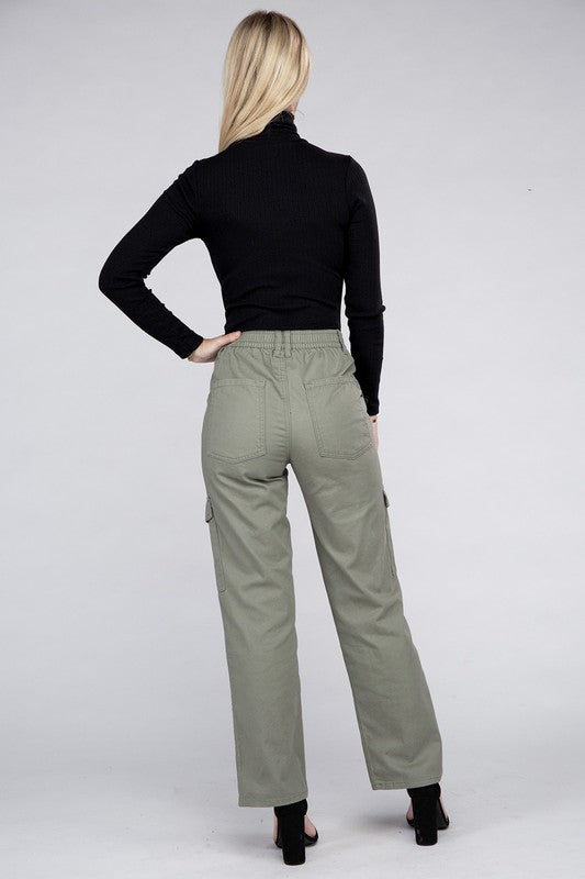 Everyday Casual Wear Elastic-Waist Cargo Pants