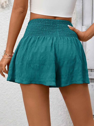 Smocked Waist Shorts - Drawstring Elastic Casual Fit