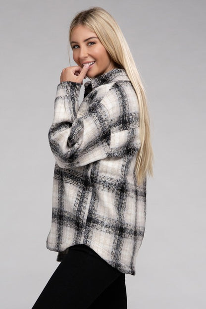 Cozy Plaid Flannel Long Sleeve Casual Shacket