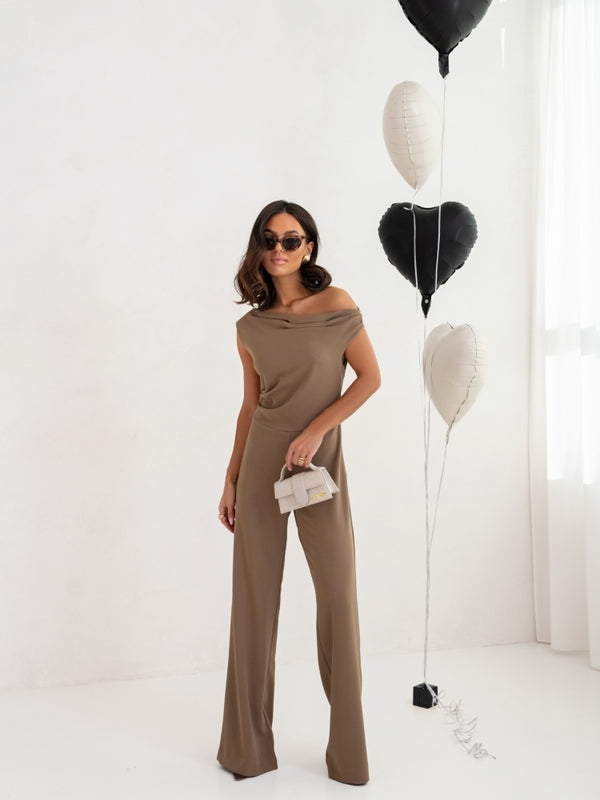 Sexy One-Shoulder Jumpsuit - Elegant Side Zipper - Fashions Envy