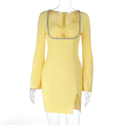 Golden Glitter Dress - Sexy Slit Party Elegance