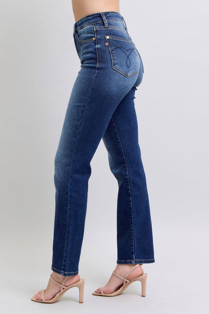 Full Size Washed Straight Leg Judy Blue Jeans with Pockets