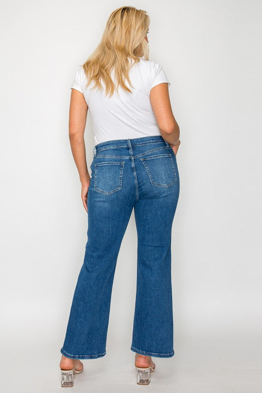 Medium Blue Full Size Cat's Whiskers Mid Rise Ankle Jeans