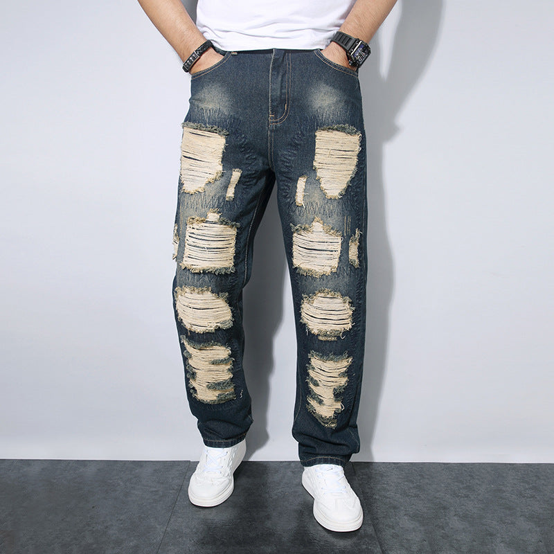 Straight Leg Jeans Men - Wrinkle-Resistant Loose Fit - Fashions Envy