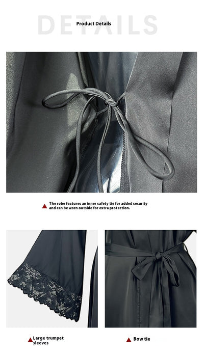 French Style Nightgown Robe - Comfortable Tied Sleepwear