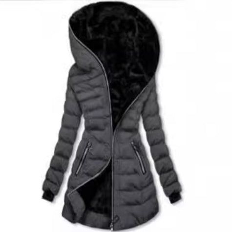 Warm Fleece Hooded Jacket - Mid-length Coat