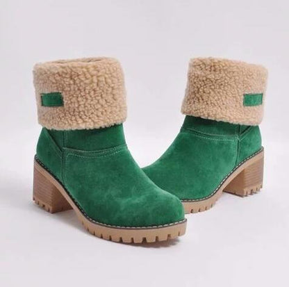 Suede Snow Boots - Mid-Tube Waterproof Platform
