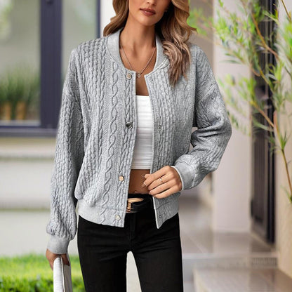Women's Ribbed Button-Up Jacket - Spring Fall Casual Top - Fashions Envy