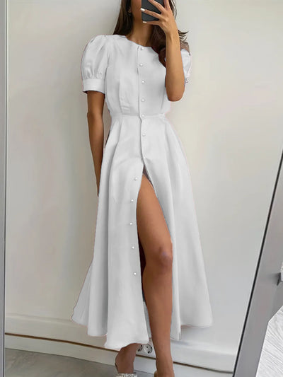Button Down Short Sleeve Dress - Fashions Envy