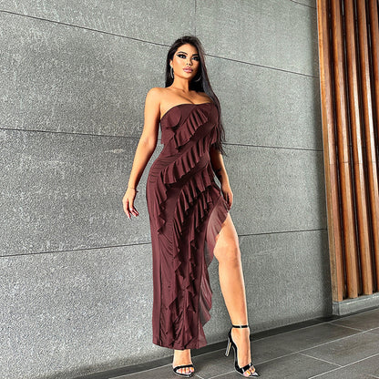 Tube Top Tassel Dress - Backless Split Party Clubwear