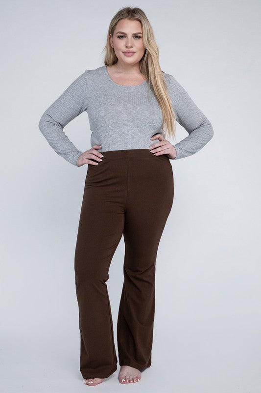 Plus Everyday Elastic Waist Flare Bottoms