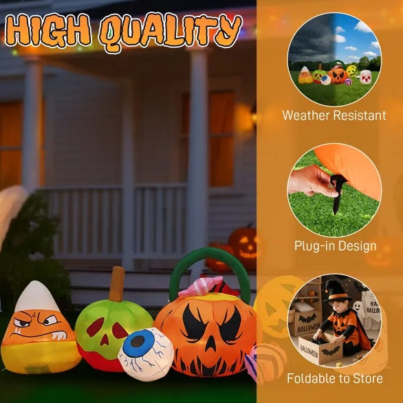8ft Halloween Inflatable Pumpkin Eyeball - LED Yard Decor - Fashions Envy