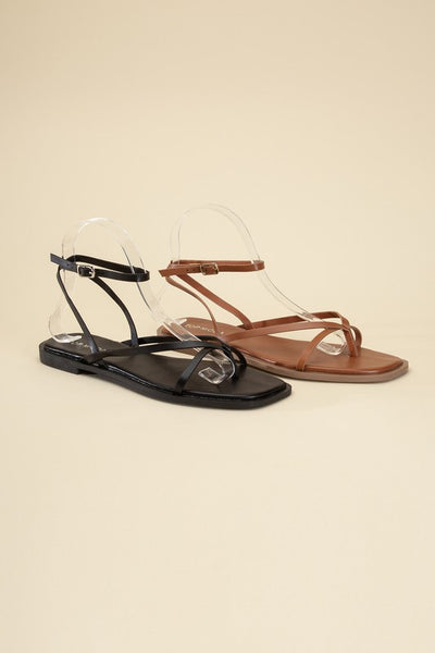 Squared Off Open Toe Flat Sandals