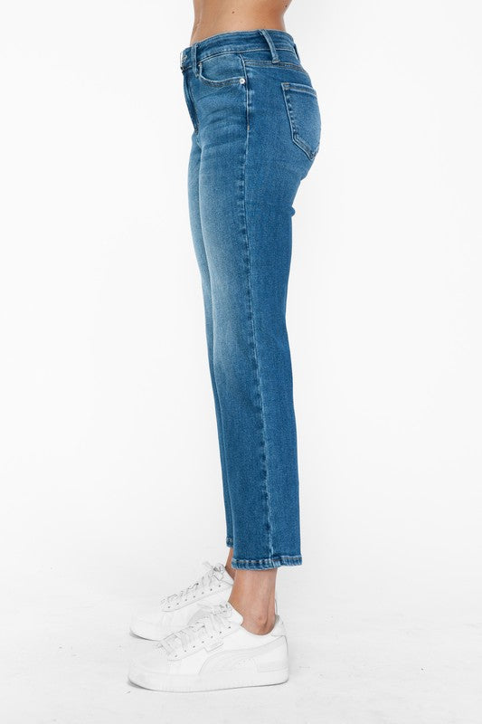 Medium Blue Full Size Cat's Whiskers Mid Rise Ankle Jeans