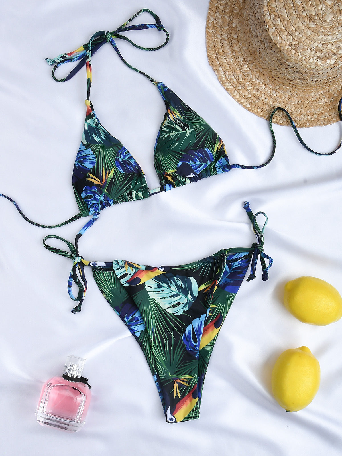 Triangle Bikini Set - Three Piece with Wrap Beach Skirt