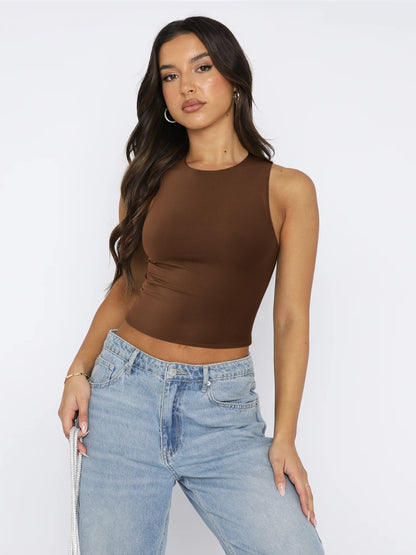 Round Neck Cropped Tank - Fashions Envy