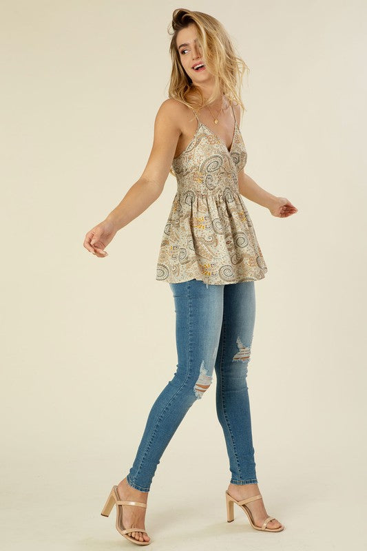 Paisley Print A Line Cami Top