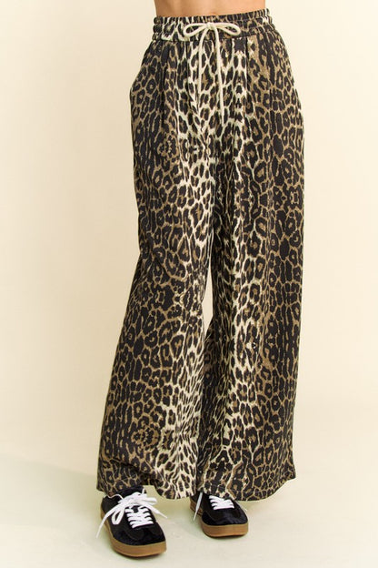 Leopard Wide Leg Casual Pants