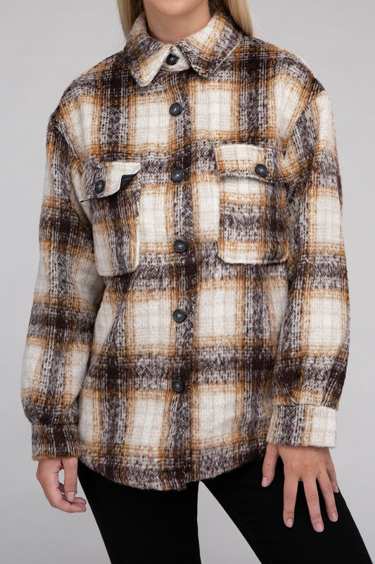 Cozy Plaid Flannel Long Sleeve Casual Shacket