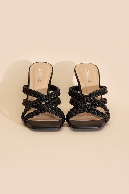 KELLAN-S Double Cross Braided Strap Heels