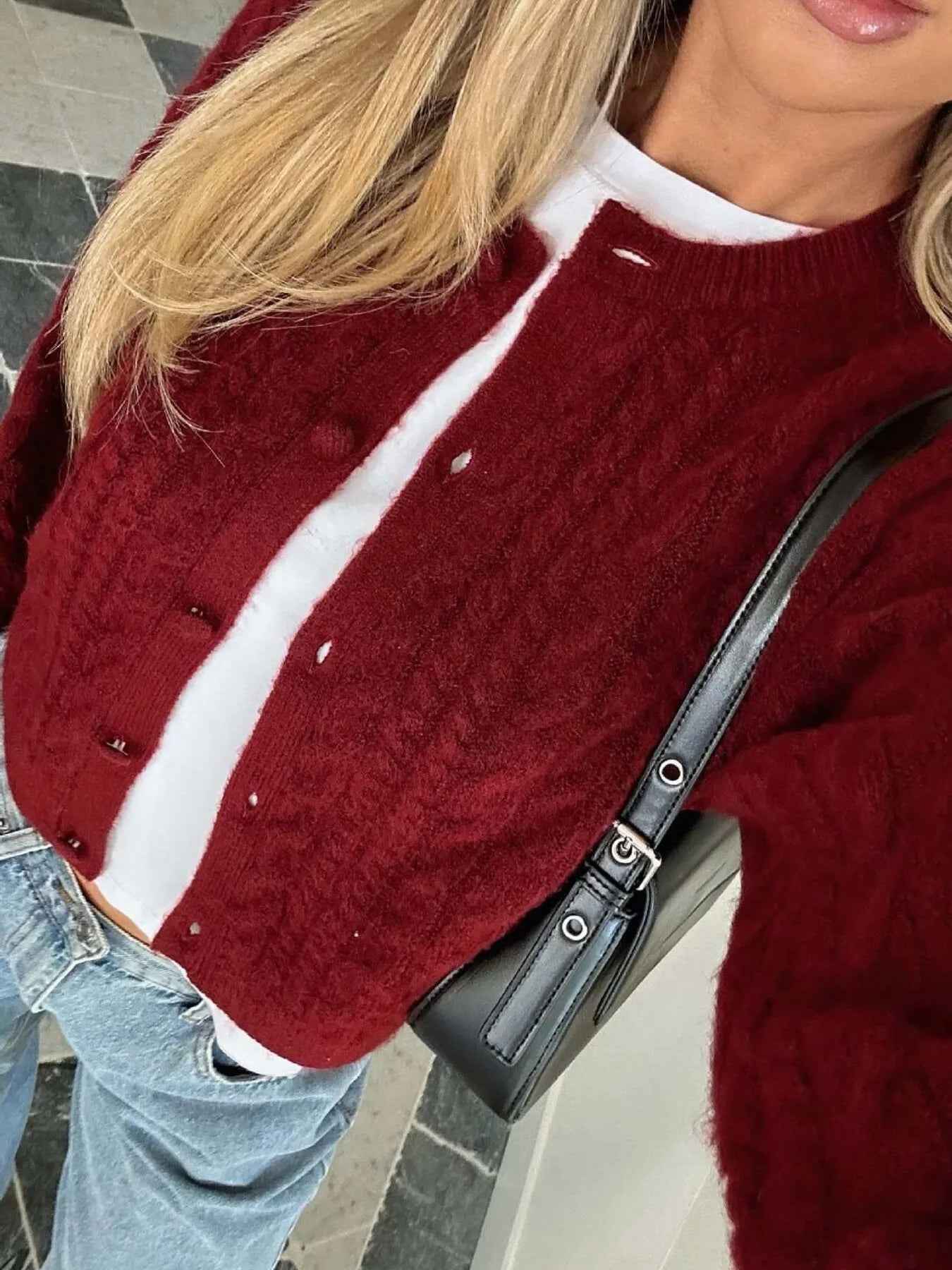 Cable Knit Cardigan - Button-Up Sweater - Fashions Envy