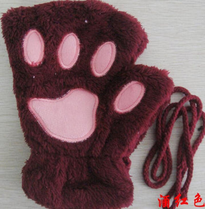 Paw Print Gloves - Cat Claw Winter Fingerless