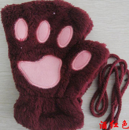 Paw Print Gloves - Cat Claw Winter Fingerless