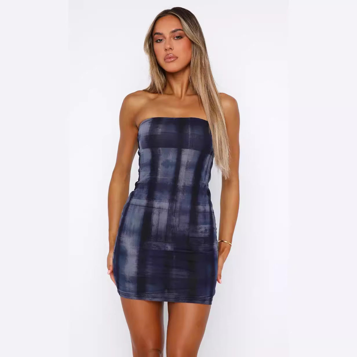 Sleeveless Bodycon Mini Dress - Strapless Open Back