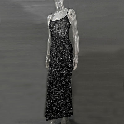 Diamond Mermaid Long Dress - Shiny Suspender Style - Fashions Envy