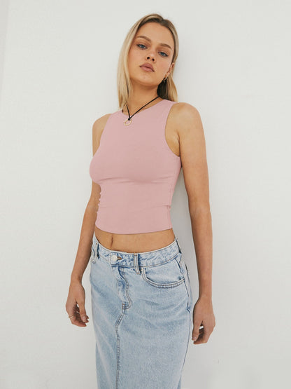Round Neck Cropped Tank - Fashions Envy