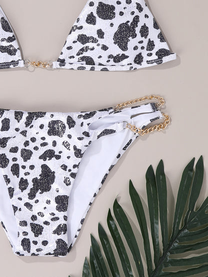 European And American Cow Print Swimsuit