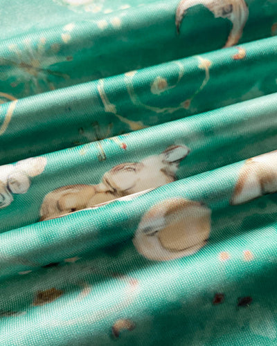 Lace Nightgown - Graphic Print Deep V-Neck Babydoll