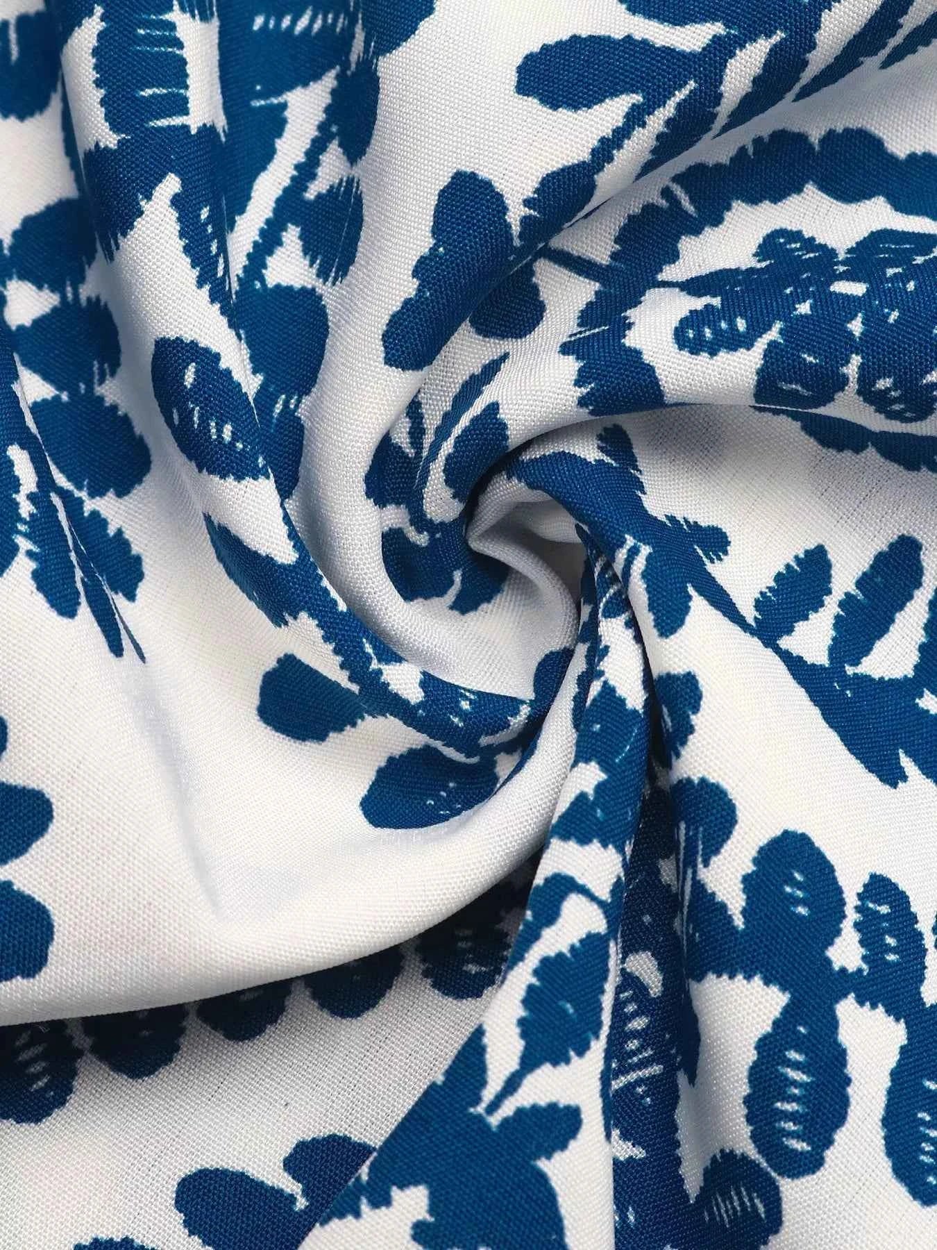 Floral Halter Maxi Dress - Tie Neck Blue Print