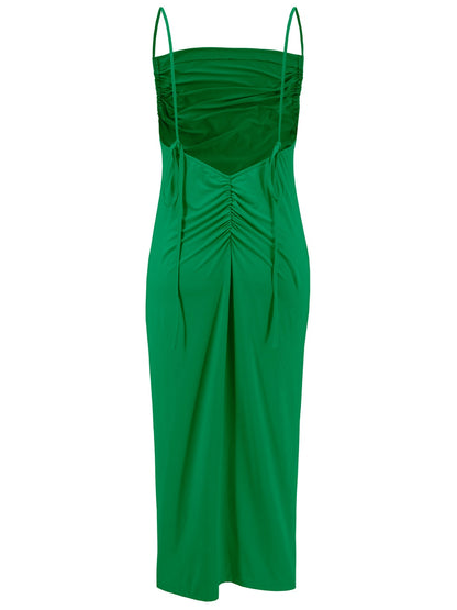 Backless Cowl Neck Sleeveless Cami Maxi Dress