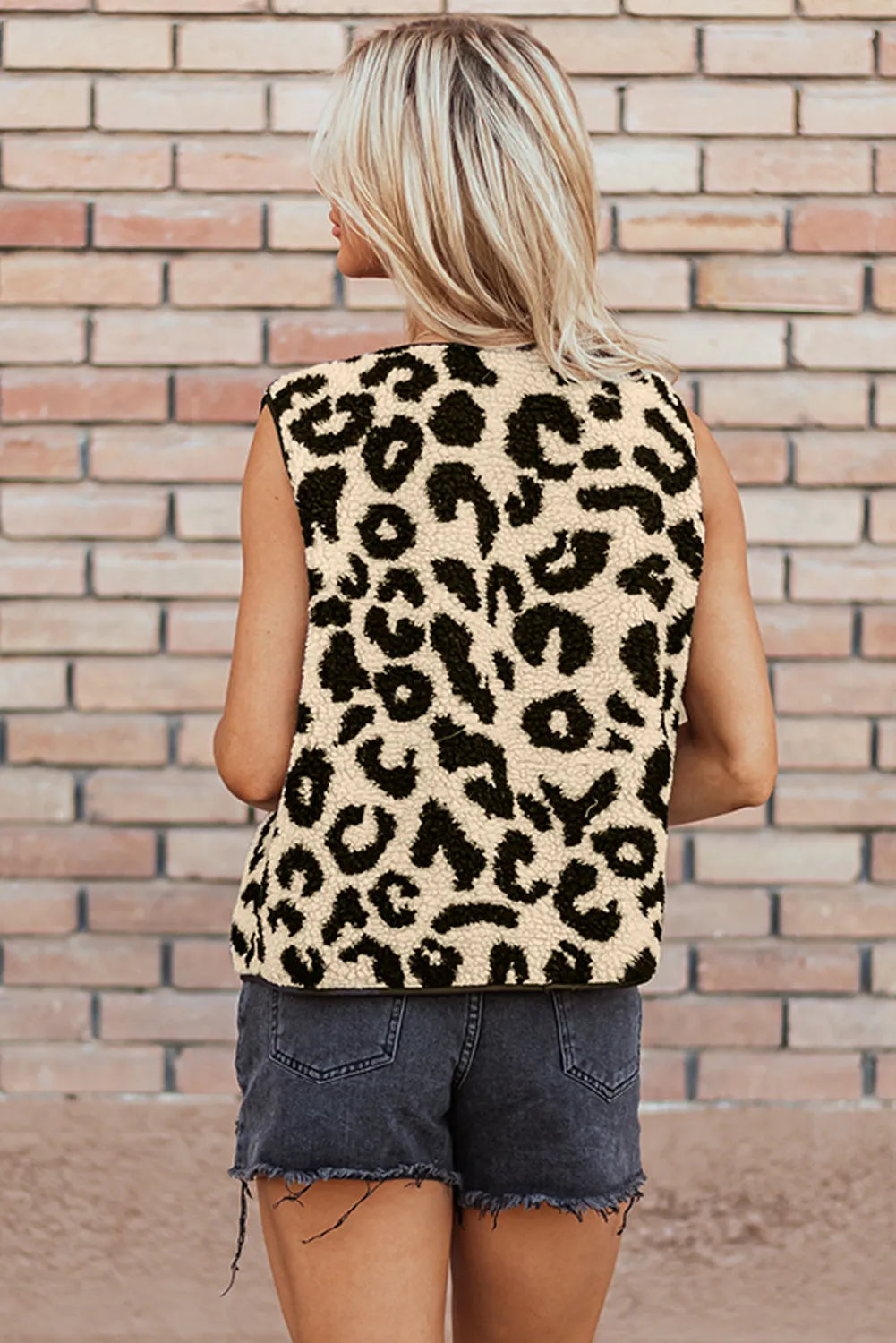 Leopard Button Up Vest Coat - Fashions Envy