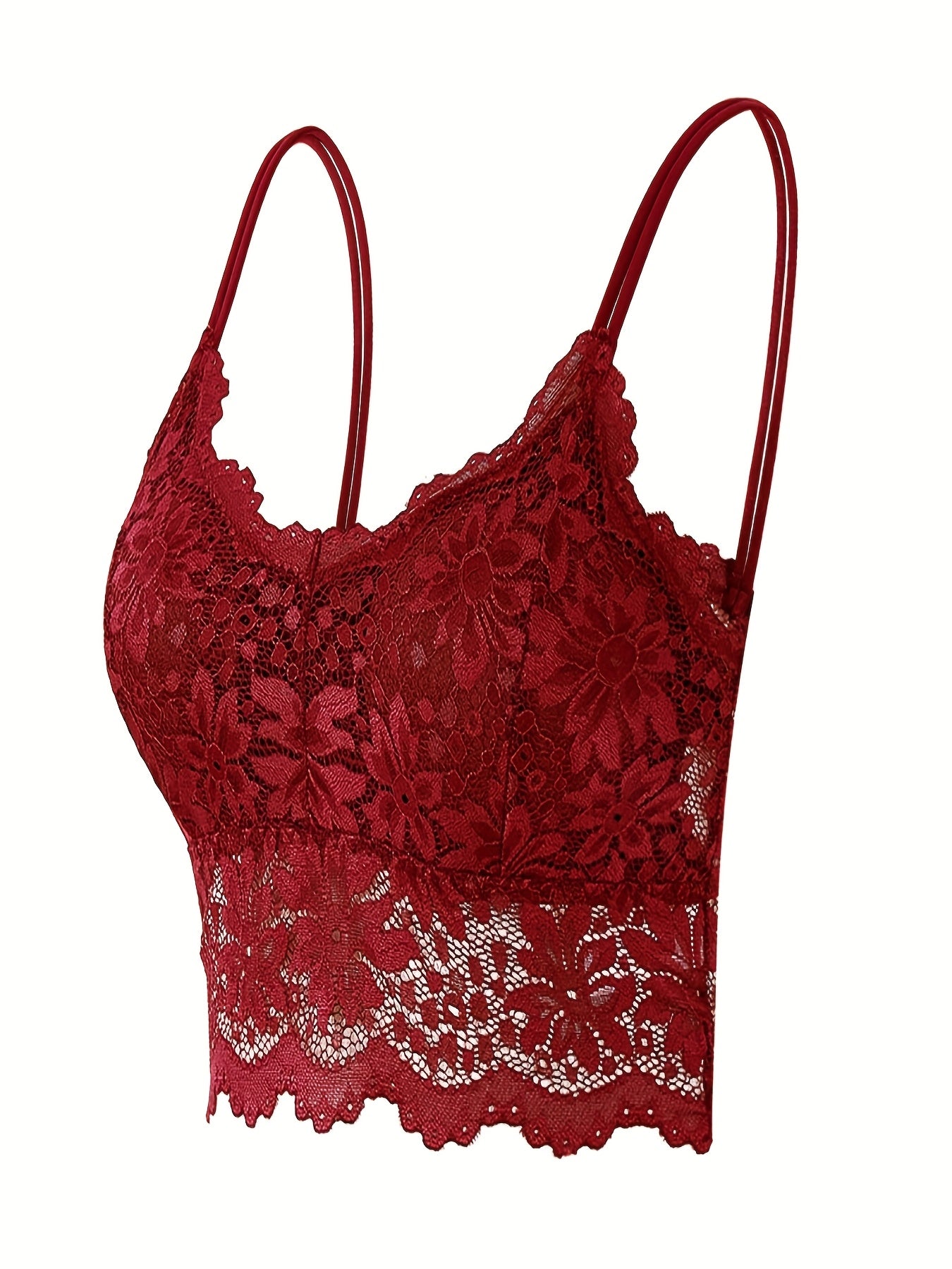 Exquisite Semi-Sheer Pattern Elegant Lace Bra with Detachable Mat