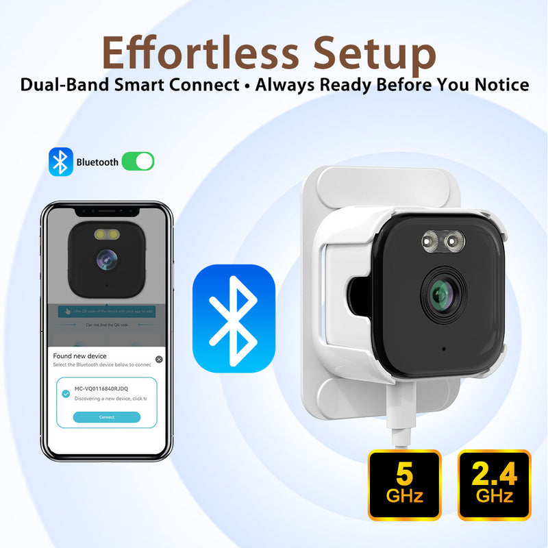 HD Wireless Indoor WiFi 2K Window Camera - 5G Dual-band Black Light Surveillance