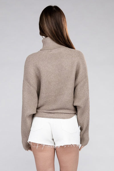 Viscose Dolman Sleeve Turtleneck Sweater - Fashions Envy
