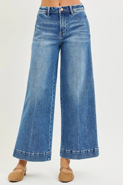 RISEN Wide Leg Jeans - Women's Slouchy Ankle Relaxed - Fashions Envy