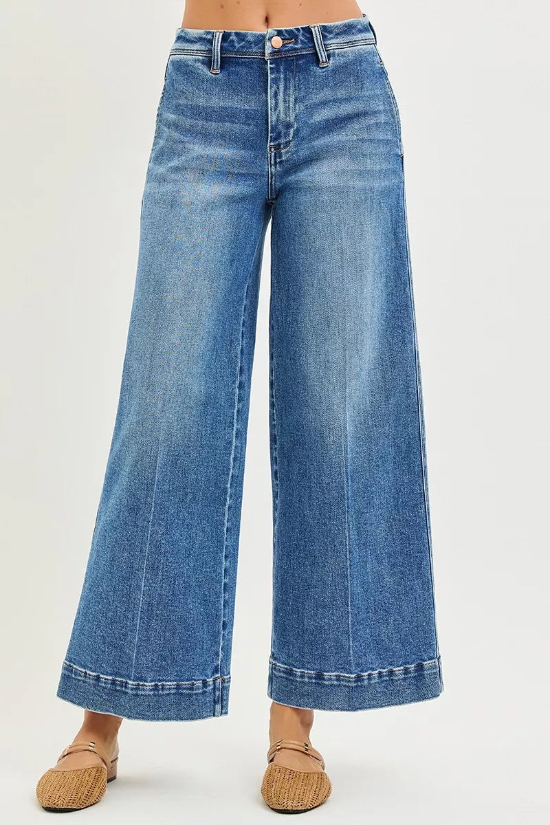 RISEN Wide Leg Jeans - Women's Slouchy Ankle Relaxed - Fashions Envy