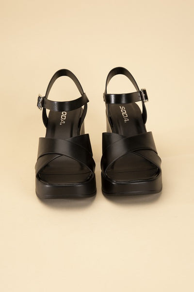 TOUCH-S Crisscross Sandal Heels - Fashions Envy