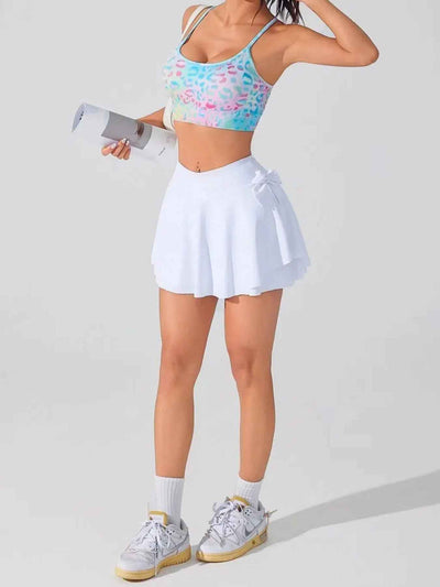 Floral Print Daily Sports Bra - Cross Thin-Strap