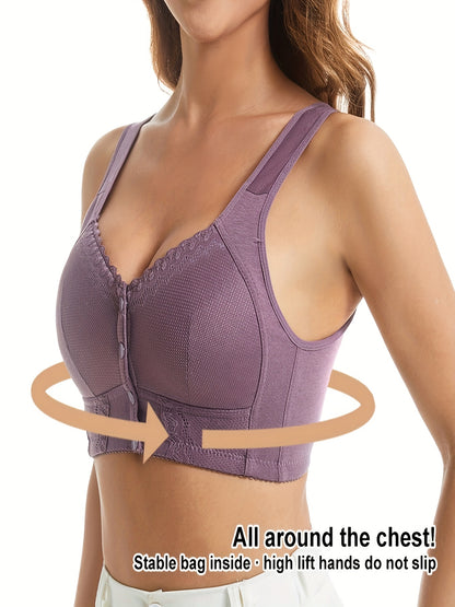 Elegant Floral Vest-Style Oversized Lace Wireless Bra