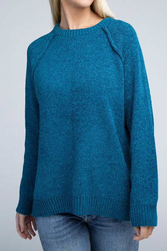 Raglan Cozy Chenille Long Sleeve Sweater