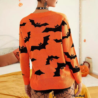Halloween Sweater - Brocade Knit Long Sleeve Pullover