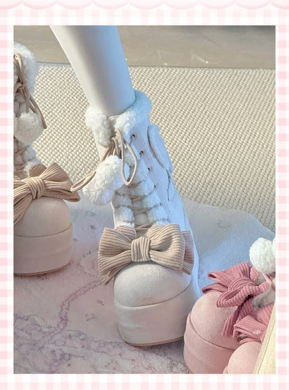 Platform Boots - Cute Fur Pom-Pom Winter Style