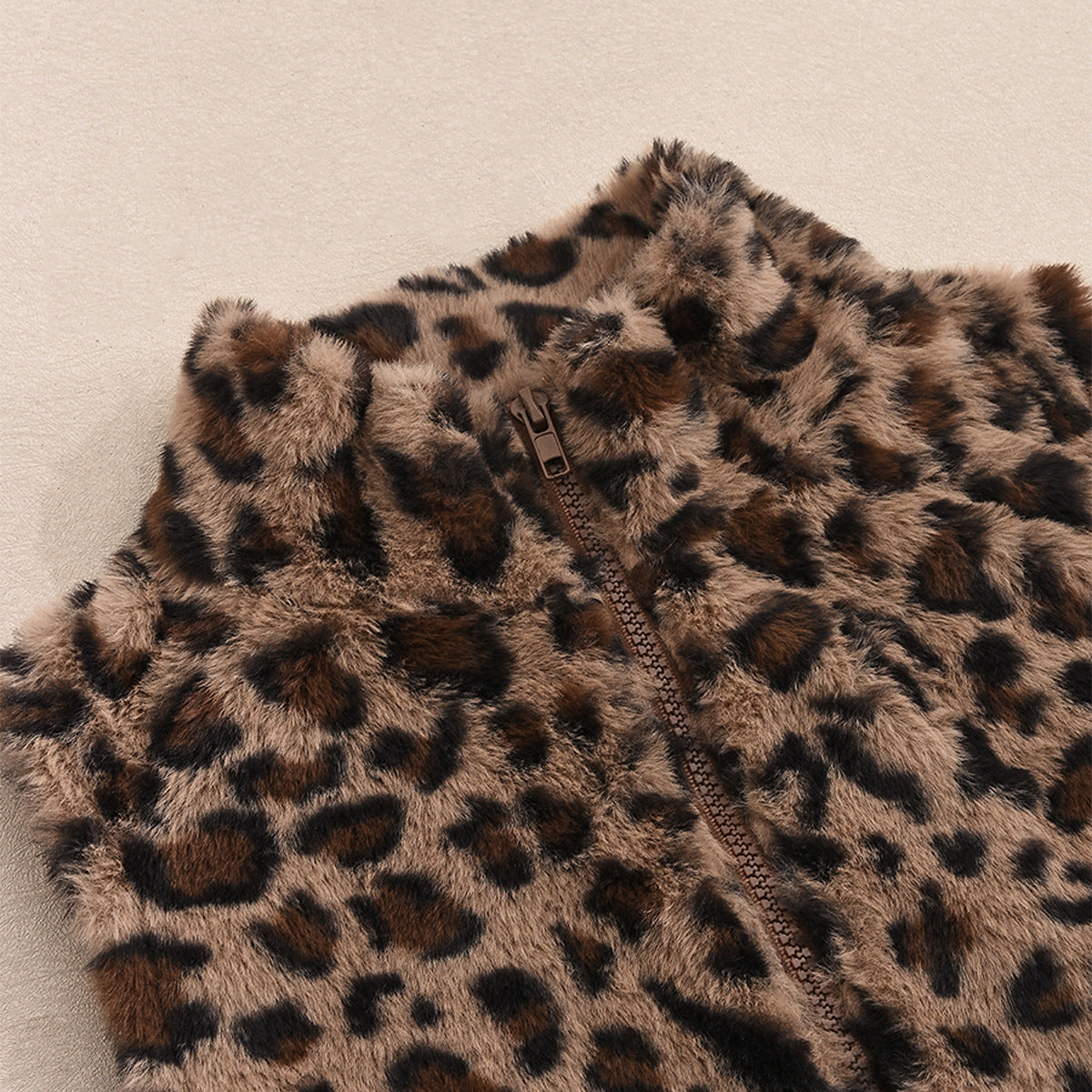 Leopard Print Crop Vest - Zip Front Fleece - Fashions Envy
